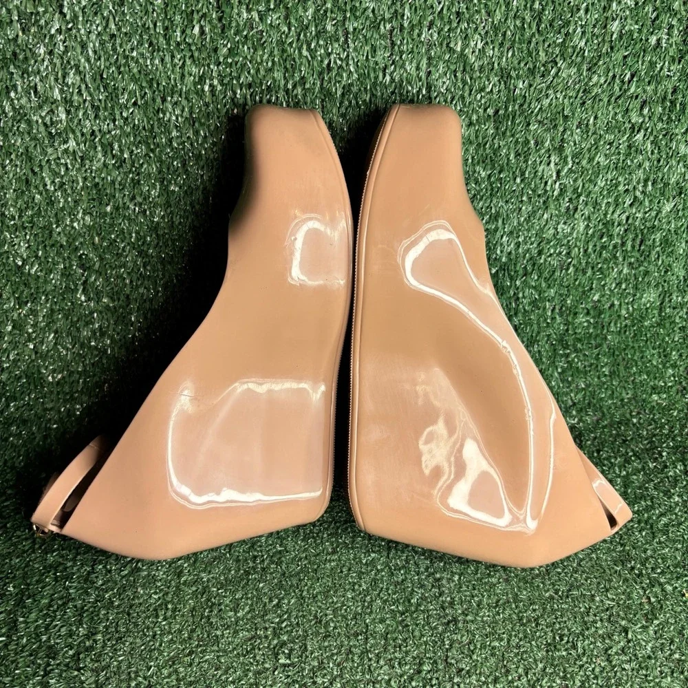 NEW Melissa Jelly Peep Toe Ankle Strap Wedge Sandals Nude Pink Shoes Womens Sz 9